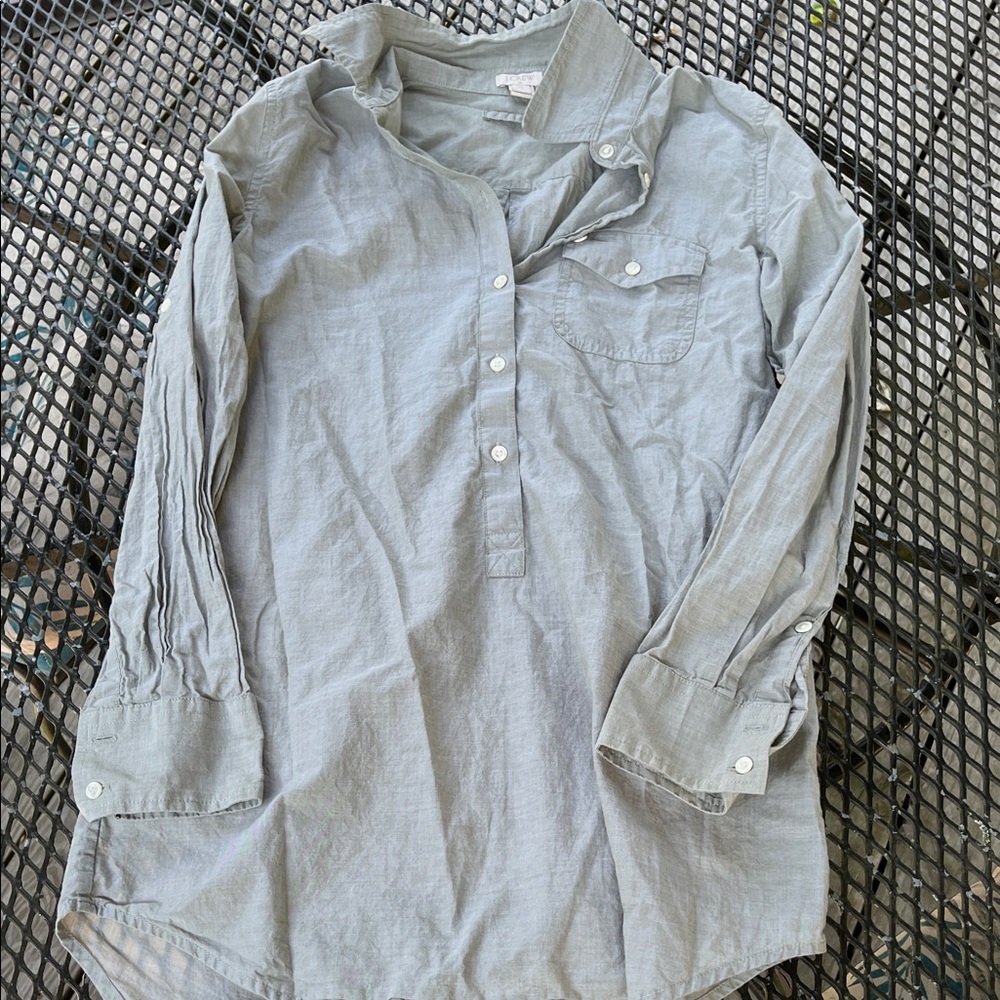 J. Crew Olive Green/Gray Cotton Button Down Shirt